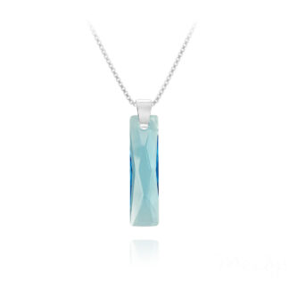 Silver and Swarovski®Crystal Necklace ‘Queen Baguette’ in Aquamarine