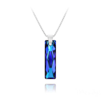 Silver and Swarovski® Queen Baguette Crystal Necklace in Bermuda Blue
