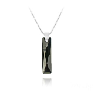 Silver and Swarovski®Crystal Necklace ‘Queen Baguette’ in Jet Black