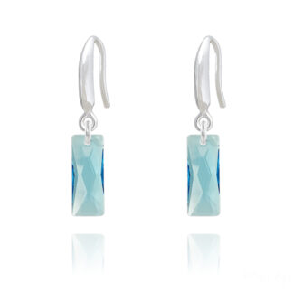 Silver and Swarovski® ‘Mini Queen Baguette' Crystal Earrings  in Aquamarine