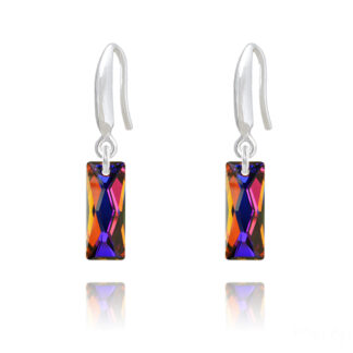 Silver and Swarovski® ‘Mini Queen Baguette’ Crystal Earrings in Volcano