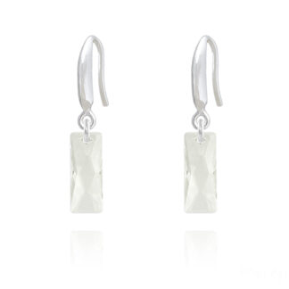 Silver and Swarovski® Clear Crystal Mini Queen Baguette Earrings