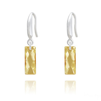 Silver and Swarovski® ‘Mini Queen Baguette’ Crystal Earrings in Golden Shadow