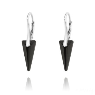 Silver and Swarovski® Crystal Earrings 'Spike' Design in Jet Black
