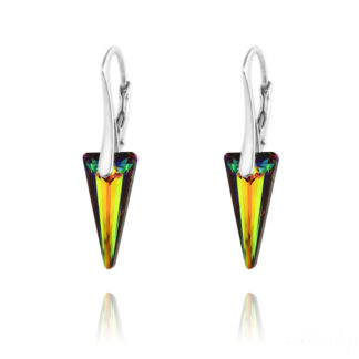 Silver and Swarovski® Crystal Earrings 'Spike' Design in Vitrail