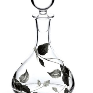 Hand Painted Mouth Blown Decanter – Silver Leaf Design