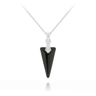 Silver and Swarovski® Crystal Necklace ‘Spike’ Design in Jet Black