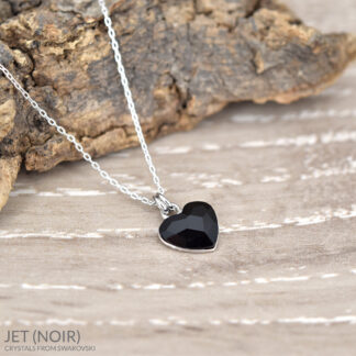 Crystal Heart Necklace - Jet Black