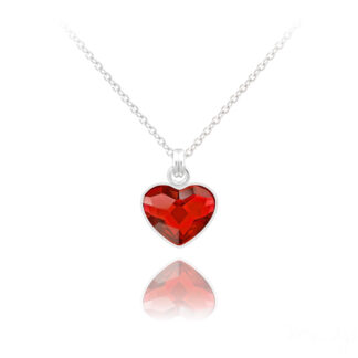 Crystal Heart Necklace - Red